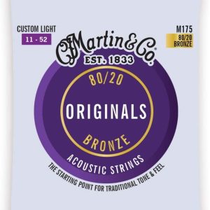 Martin Guitar Original Acoustic M175 (80/20 Bronze) - Custom Light Gauge Guitar Strings