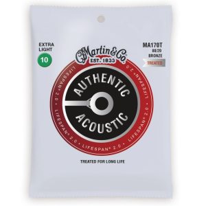 Martin MA170T Authentic Acoustic Lifespan 80/20 Bronze Extra Light Guitar Strings