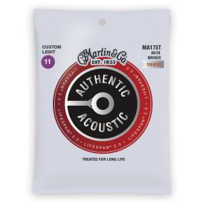Martin MA175T Authentic Acoustic Lifespan 80/20 Bronze Custom Light Guitar Strings