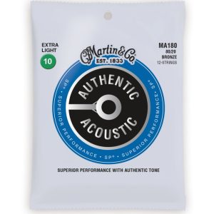 Martin MA180 Authentic Acoustic SP 80/20 Bronze Extra Light (12 String) Guitar Strings