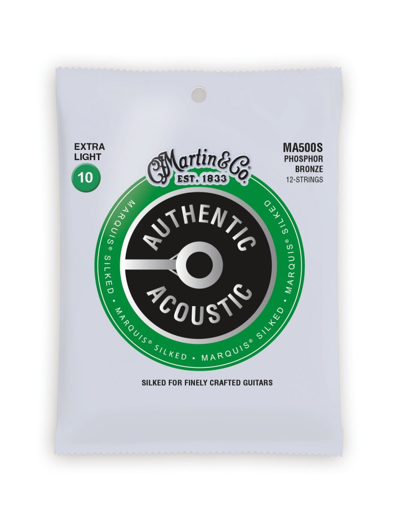 Martin MA500S Authentic Acoustic 92/8 Phosphor Bronze Extra Light (12 String) Guitar Strings