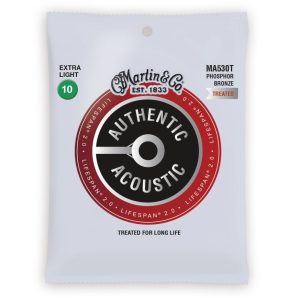 Martin MA530T Authentic Acoustic Lifespan 92/8 Phosphor Bronze Extra Light Guitar Strings