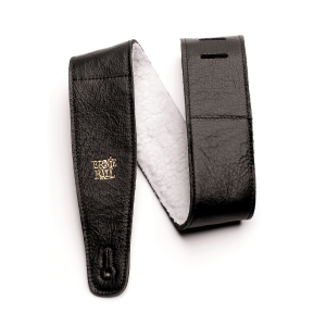 2.5" Adjustable Italian Leather Strap with Fur Padding - Black