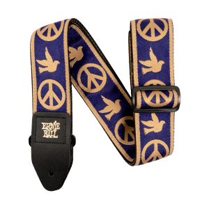 Ernie Ball Navy Blue and Beige Peace Love Dove Jacquard Strap