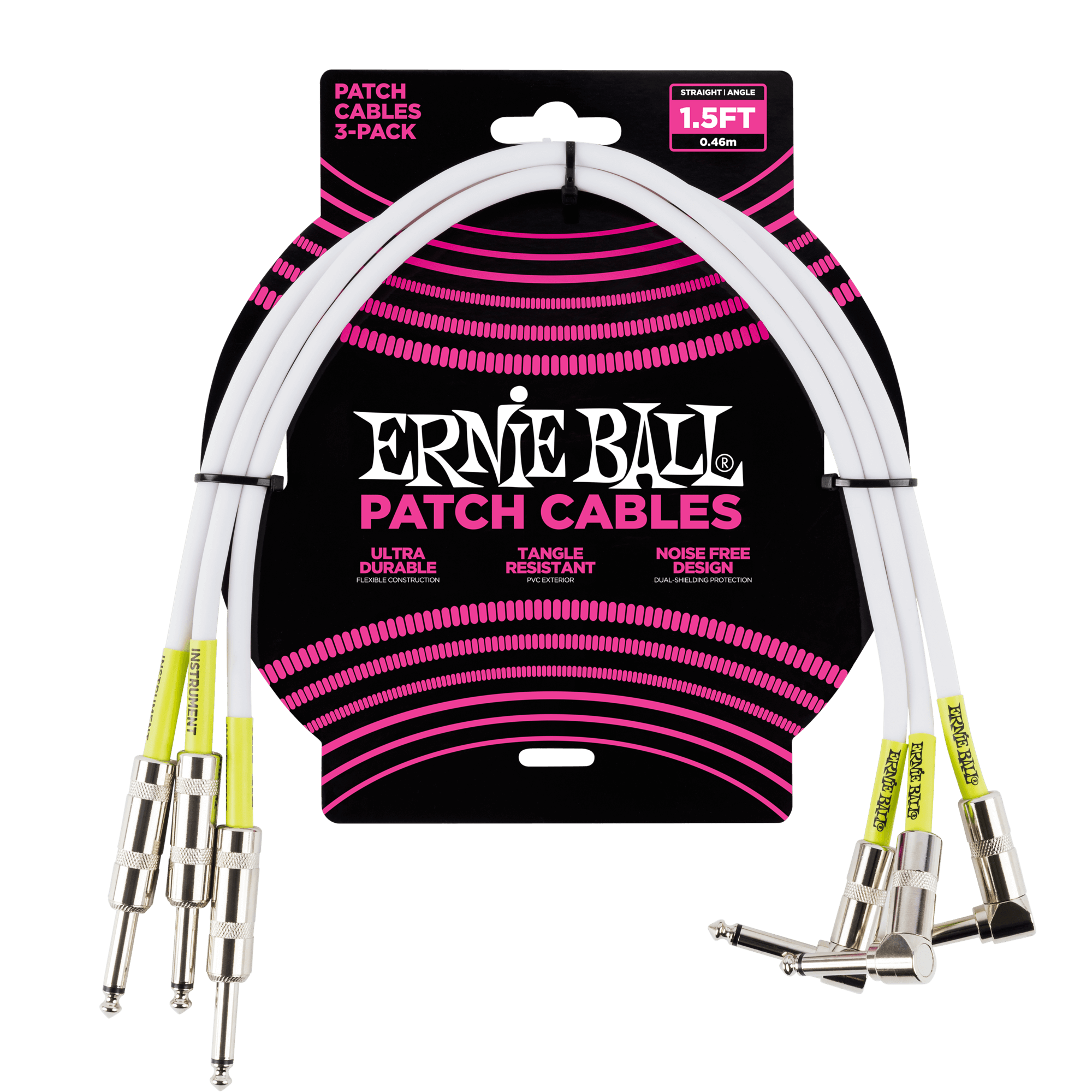 1.5' Straight / Angle Patch Cable 3-pack - White