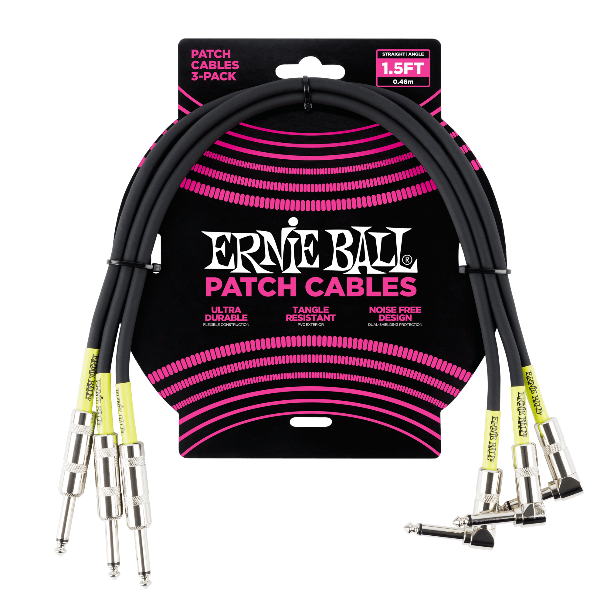 1.5' Straight / Angle Patch Cable 3-Pack - Black