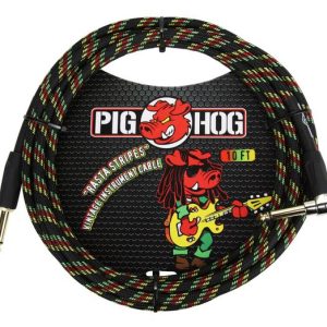 PIG HOG VINTAGE SERIES INSTRUMENT CABLE, 10FT, RASTA STRIPES