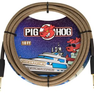 PIG HOG VINTAGE SERIES INSTRUMENT CABLE, 10FT, TUSCAN BROWN