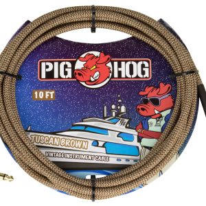 PIG HOG VINTAGE SERIES INSTRUMENT CABLE, 10FT, TUSCAN BROWN