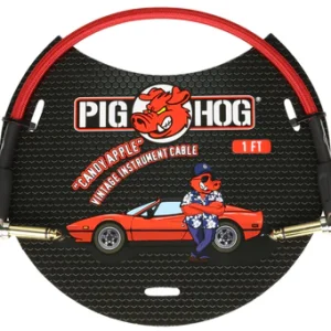 Pig Hog  "Candy Apple Red" 1ft Right Angled Patch Cables