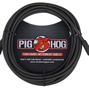 PIG HOG VINTAGE SERIES INSTRUMENT CABLE, 20FT, BLACK WOVEN