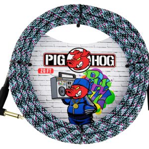 PIG HOG INSTRUMENT CABLE, 20FT RIGHT, BLUE GRAFFITI
