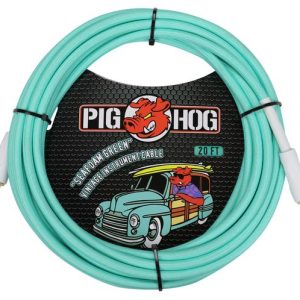 PIG HOG VINTAGE SERIES INSTRUMENT CABLE, 20FT, SEAFOAM GREEN