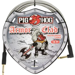 Pig Hog Armor Clad Instrument Cable, 10ft, Right Angle