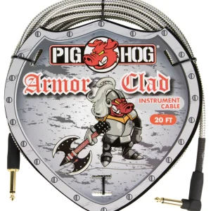 Pig Hog Armor Clad Instrument Cable, 20ft, Right Angle