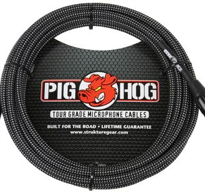 Pig Hog Black & White Woven Mic Cable, 20ft XLR