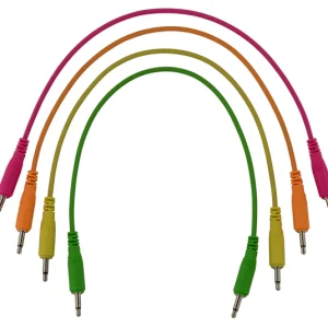 4 pk 10" mono patch cables (Neon orange, neon green, neon yellow, neon pink)