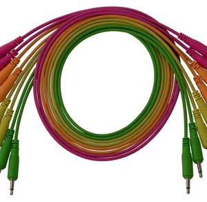 8 pk 24" mono patch cables  (Neon orange, neon green, neon yellow, neon pink)